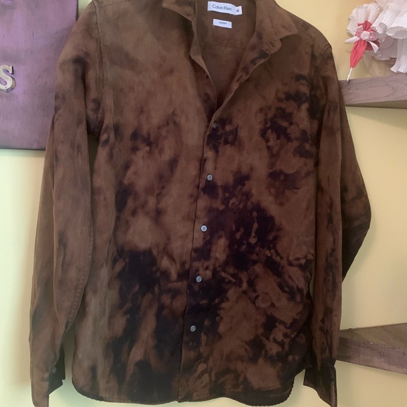 Calvin Klein Brown Tie-Dye Shirt Jacket - Picture 1 of 3